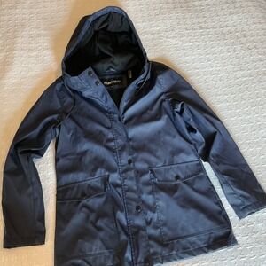 Madden NYC Raincoat‎ Hooded Jacket Lightweight Blue Coat Outerwear S